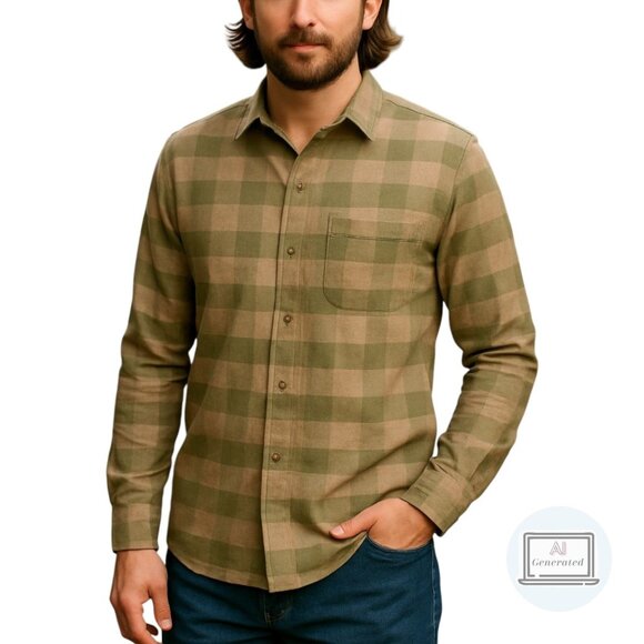 NEW Cremieux Mens Slim Fit Flannel Shirt Button Front Green Check Size XL - Picture 1 of 14